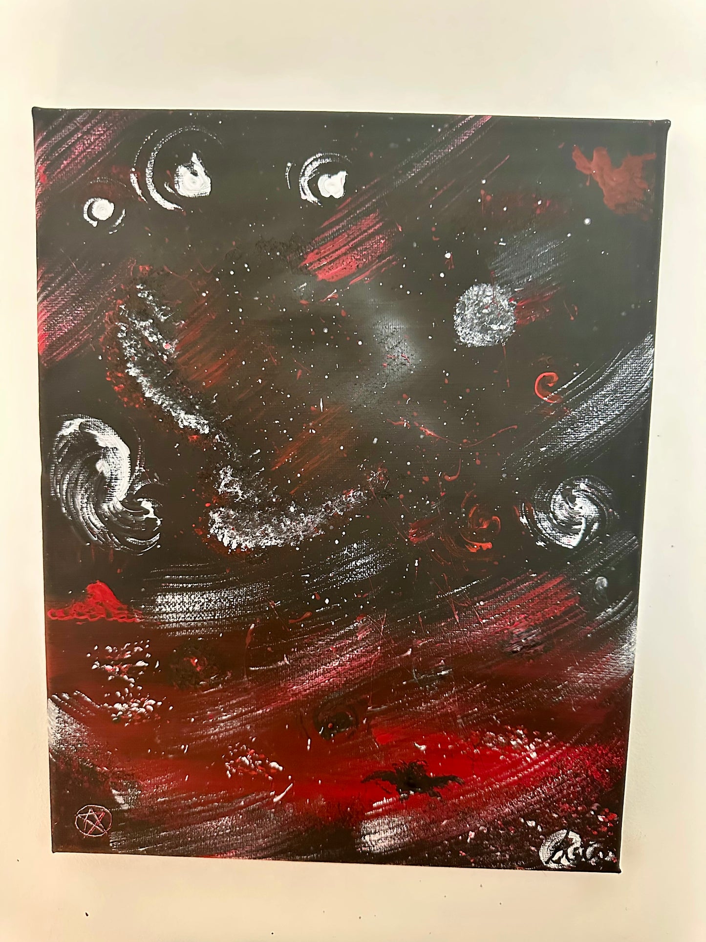 "La nuit rouge" - acrylique sur toile Canvas (24x30cm)