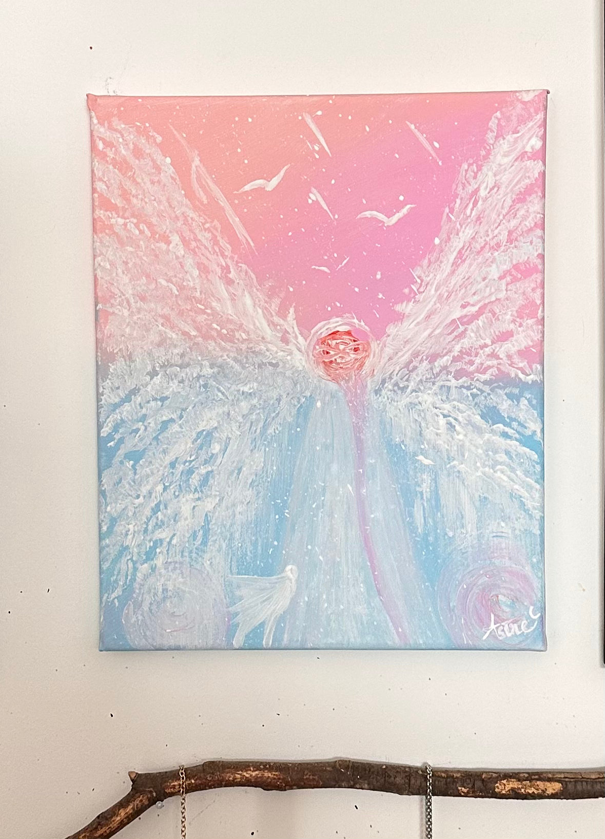 "Caresse invisible", acrylique sur toile Canvas (24x30cm)