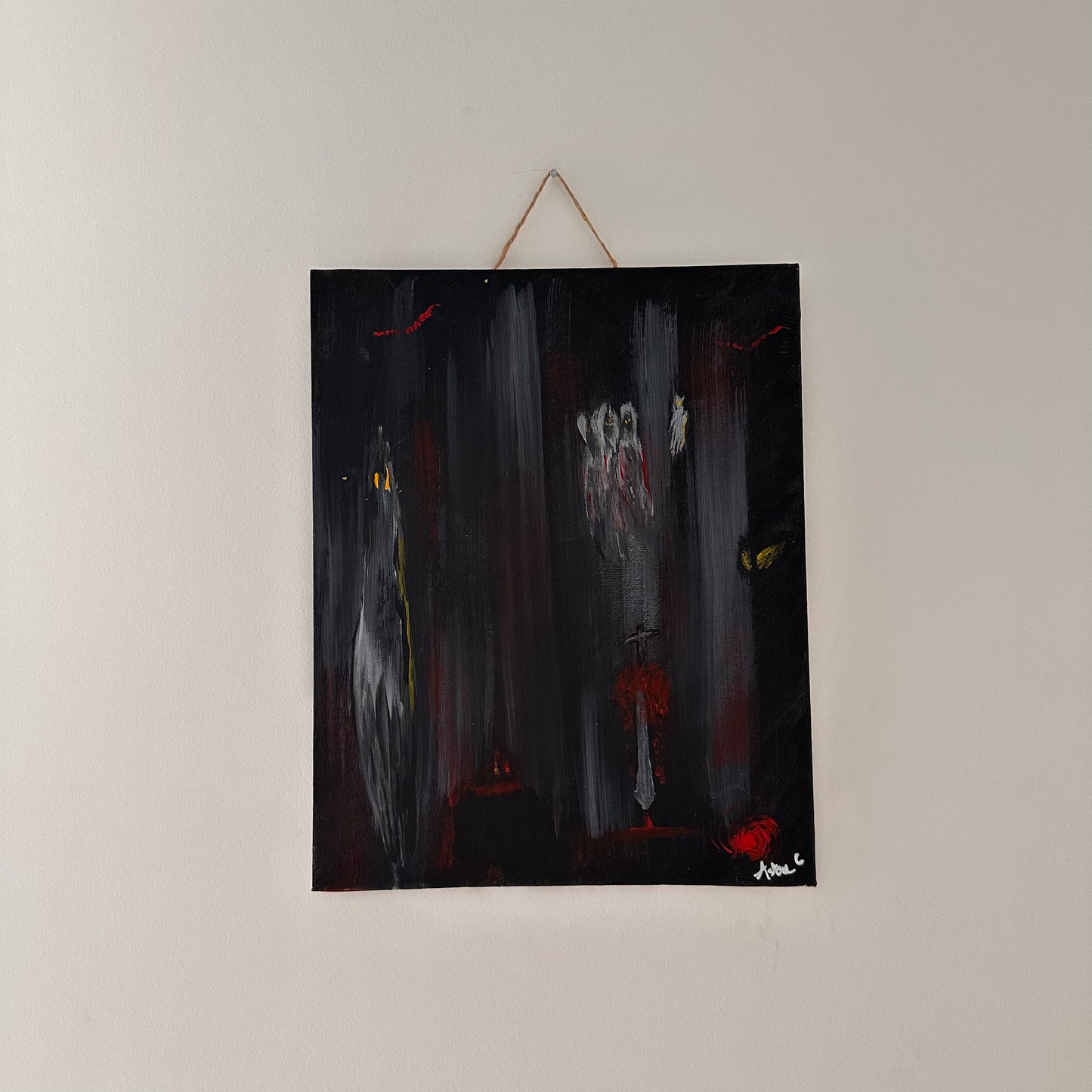 "La lame des Ténèbres", acrylique sur toile (24x30cm)