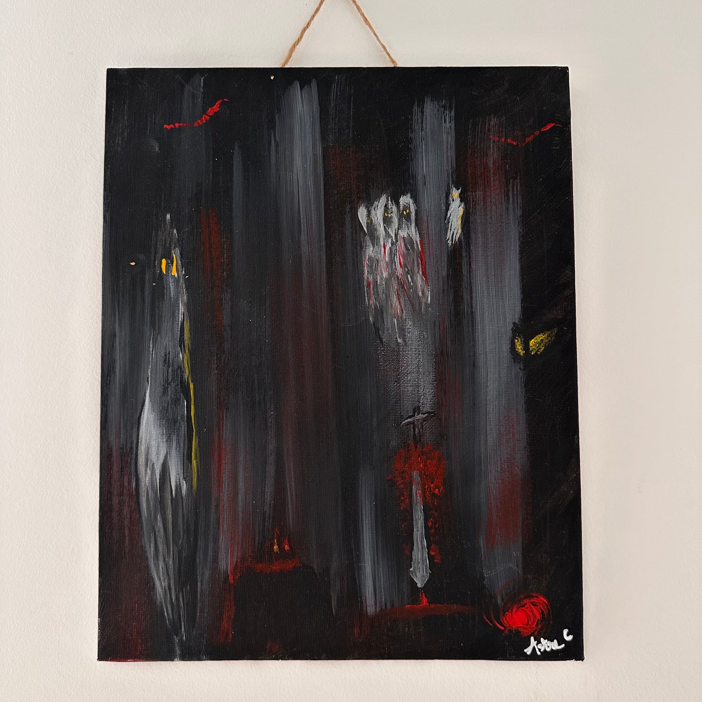 "La lame des Ténèbres", acrylique sur toile (24x30cm)