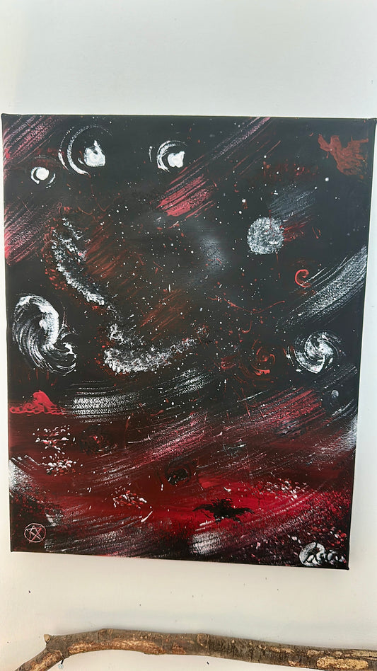"La nuit rouge" - acrylique sur toile Canvas (24x30cm)