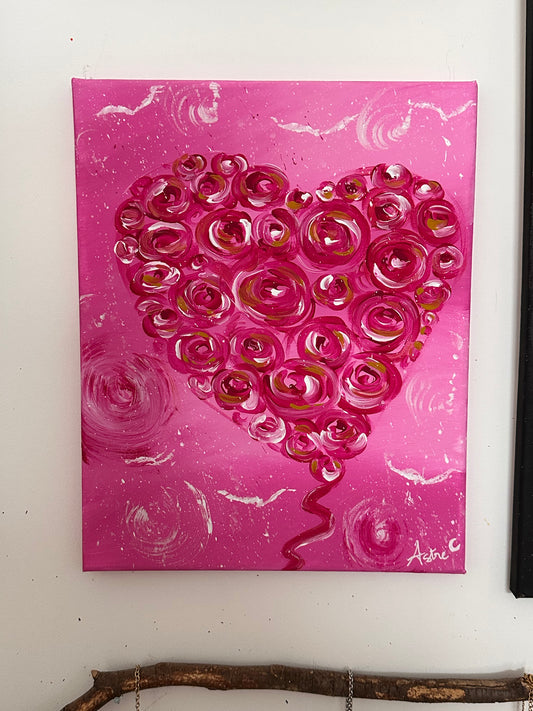 "Le murmure des roses", acrylique sur toile canvas (24x30cm)