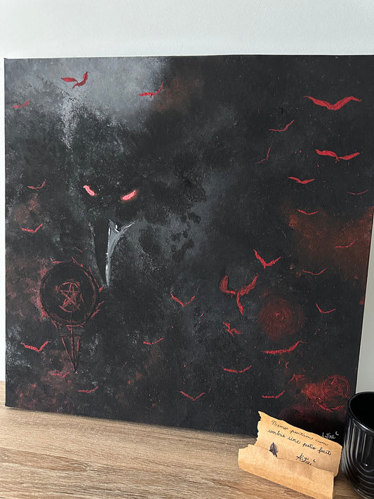 "Pactum Infernum", acrylique sur toile et son parchemin (50x50cm)