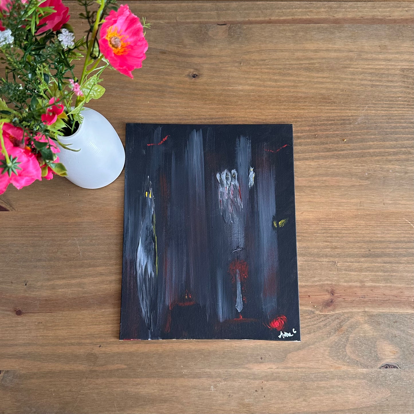 "La lame des Ténèbres", acrylique sur toile (24x30cm)