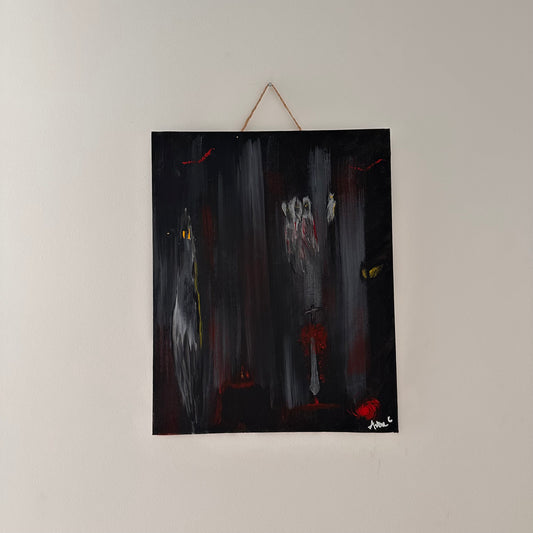 "La lame des Ténèbres", acrylique sur toile (24x30cm)
